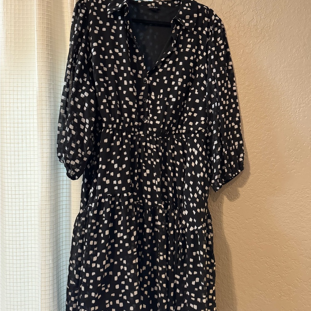 Torrid Black and White Brushstroke Pattern Dress